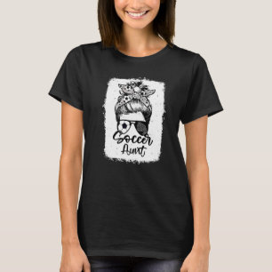 Soccer Aunt Vintage Leopard Messy Bun Bleached   T-Shirt