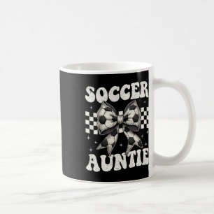 Soccer Auntie Funny Coquette Bow Soccer Aunt Coffee Mug