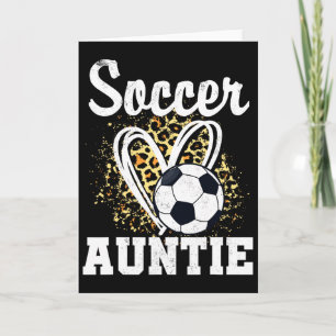Soccer Auntie Leopard Heart Card
