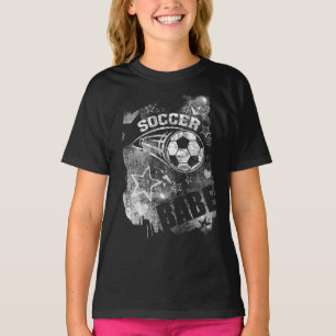 Soccer Babe, Black Grunge Soccer T-Shirt