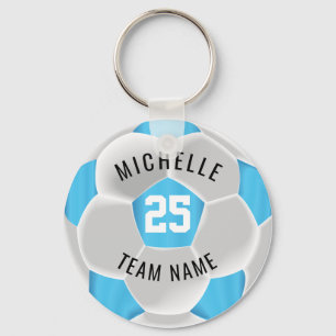 Soccer - Baby Blue and White Key Ring