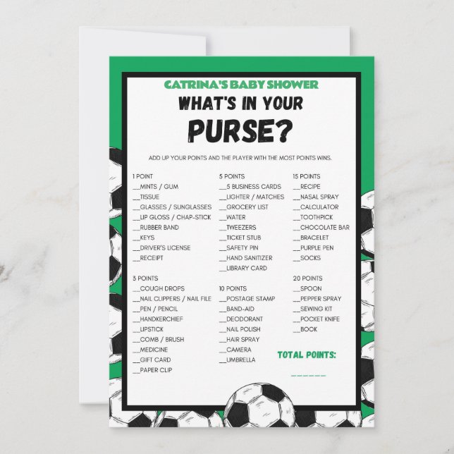 Soccer Baby Shower Game, Football - Editable Name, Invitation (Front)