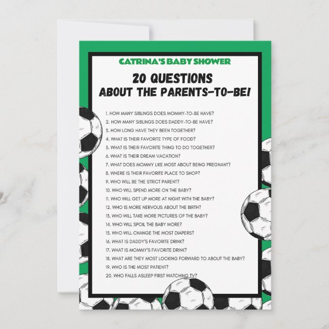 Soccer Baby Shower Game, Football - Editable Name, Invitation (Front)