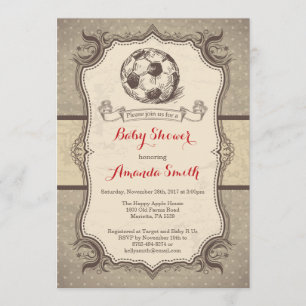 Soccer Baby Shower Invitation Vintage Retro