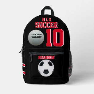 soccer backpacks red black personalised football