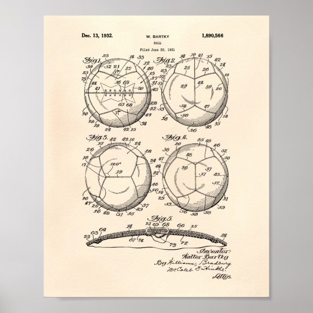 Soccer Ball 1932 Patent Art - Old Peper Poster (Front)