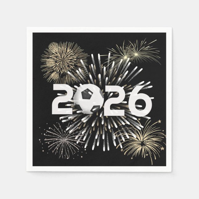 Soccer Ball  2026 New Year's Eve Party Napkin (Front)