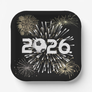 Soccer Ball 2026 New Year's Eve Party Paper Plate
