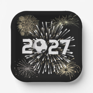Soccer Ball 2026 New Year's Eve Party Paper Plate