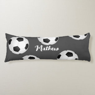soccer ball add any name or text gray and white body cushion