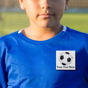 soccer ball - add name 15 cm square badge