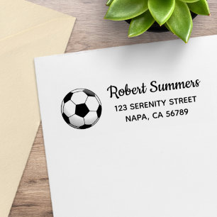 Soccer Ball Address Rubber Stamp