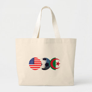 Soccer Ball Algeria & USA Flags The MUSEUM Zazzle Large Tote Bag