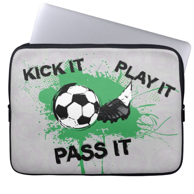 Soccer ball and boot design laptop sleeve (Front)