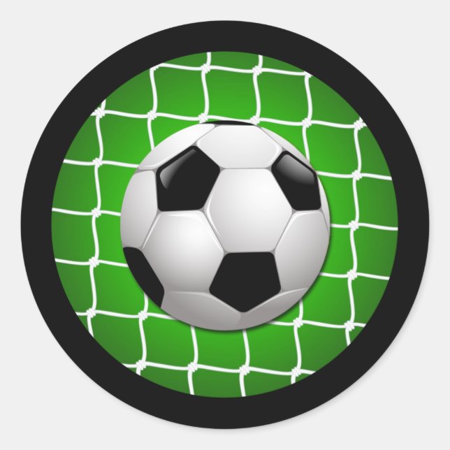 SOCCER BALL AND GOAL NET CLASSIC ROUND STICKER (Front)