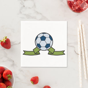 Soccer Ball And Ribbon Paper Napkins