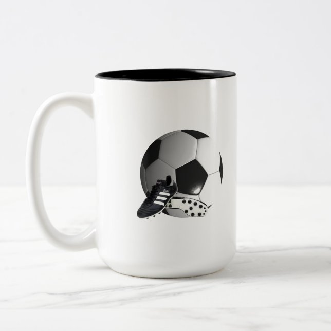 Soccer Ball And Shoes, Two-Tone Coffee Mug (Left)