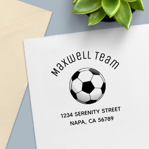 Soccer Ball Arch Family Address Self-inking Stamp