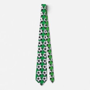 Soccer Ball Art Pattern Green Tie