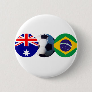 Soccer Ball Australia & Brazil Flag The MUSEUM 6 Cm Round Badge