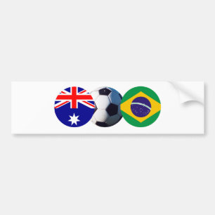 Soccer Ball Australia & Brazil Flag The MUSEUM Bumper Sticker