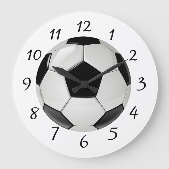 Soccer ball background large clock (Front)