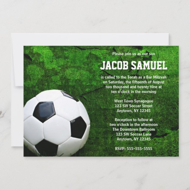 Soccer Ball Bar Mitzvah Invitation (Front)