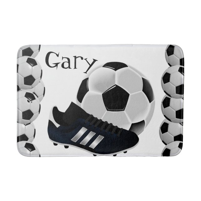 Soccer Ball Bathroom Bath Mat (Front)