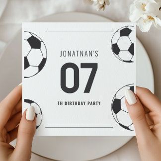 Soccer Ball Birthday Celebration Number Seven Napkin