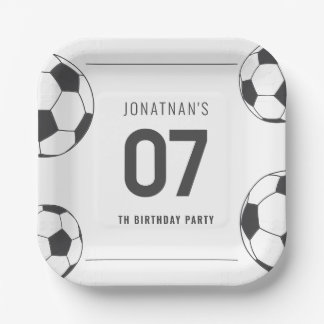 Soccer Ball Birthday Celebration Number Seven Paper Plate