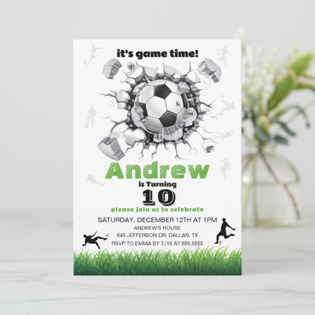 Soccer Ball Birthday Party Invitation (Standing Front)