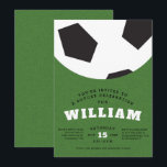 Soccer ball birthday party invitation<br><div class="desc">Whether you call it soccer or football,  you'll get a kick out of this invitation for a kid's birthday party. Featuring a big soccer ball,  green field turf and fun typography,  this sets the tone for a great sports-theme celebration.</div>