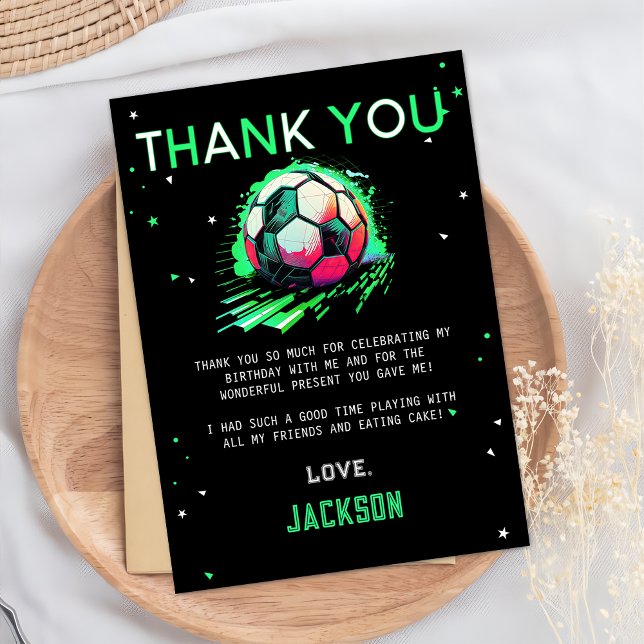 Soccer Ball Birthday Thank You Card (Creator Uploaded)