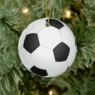 Soccer Ball Black and White Classic Ceramic Tree Decoration