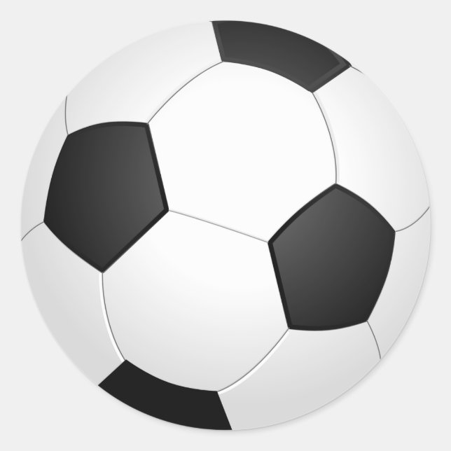 Soccer Ball Black and White Classic Classic Round Sticker (Front)