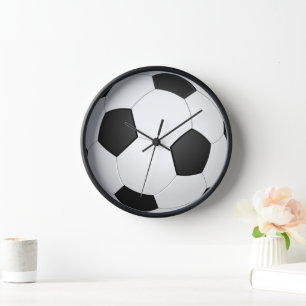 Soccer Ball Black and White Classic Clock
