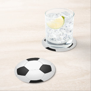 Soccer Ball Black and White Classic Round Paper Coaster