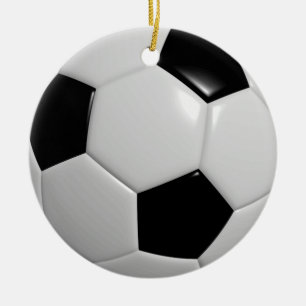 Soccer Ball Black Ceramic Tree Decoration