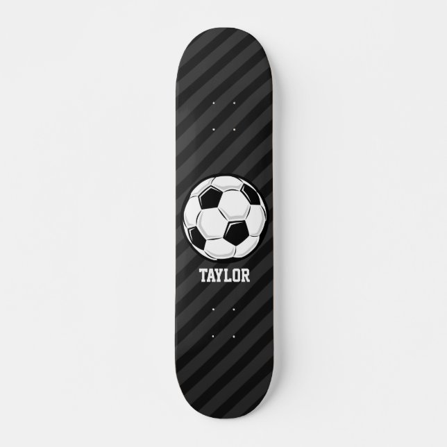 Soccer Ball; Black & Dark Grey Stripes Skateboard (Front)