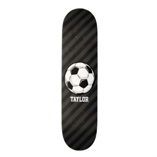 Soccer Ball; Black & Dark Grey Stripes Skateboard