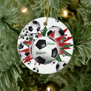 Soccer Ball Blowout Ceramic Tree Decoration