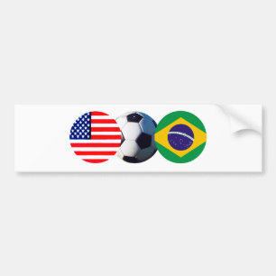Soccer Ball Brazil & USA Flags jGibney The MUSEUM Bumper Sticker