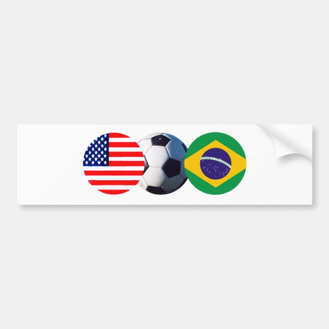Soccer Ball Brazil & USA Flags jGibney The MUSEUM Bumper Sticker (Front)
