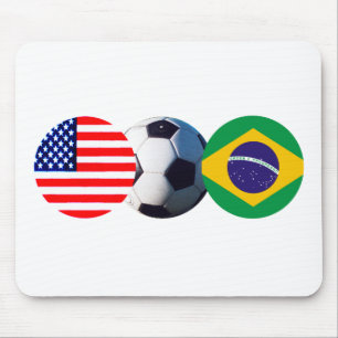 Soccer Ball Brazil & USA Flags The MUSEUM Zazzle Mouse Mat