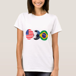Soccer Ball Brazil & USA Flags The MUSEUM Zazzle T-Shirt