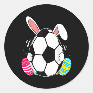 Soccer Ball Bunny Ears Eggs Easter Day Rabbit Classic Round Sticker