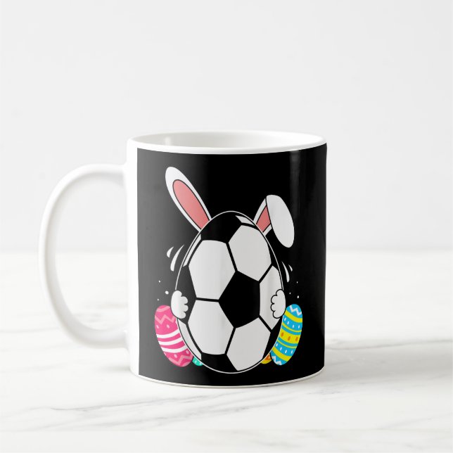 Soccer Ball Bunny Ears Eggs Easter Day Rabbit Coffee Mug (Left)