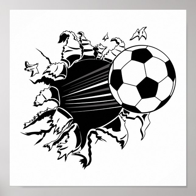 Soccer Ball Busting Out Poster (Front)