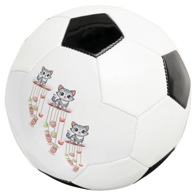 Soccer Ball Cat Kitten Meow Chimes (Three Quarter)