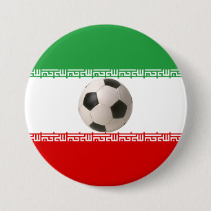 Soccer ball centre of Iranian flag 7.5 Cm Round Badge